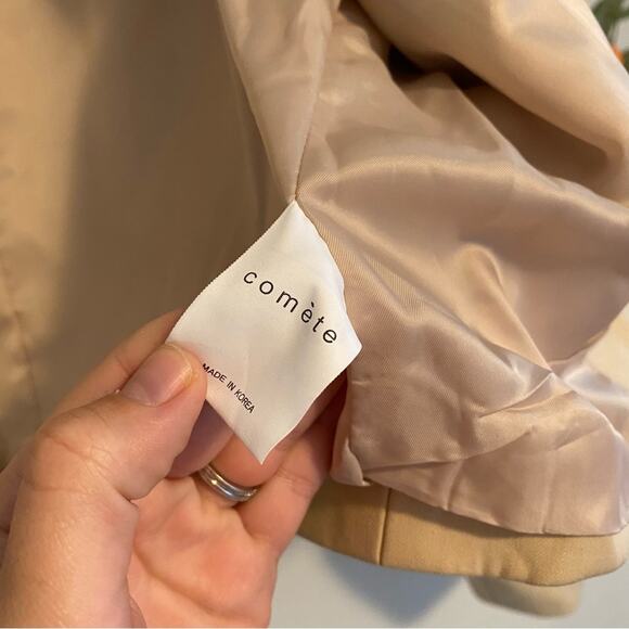 Comete Tan Neutral Cropped Button Front Blazer Jacket XS - Picture 8 of 11